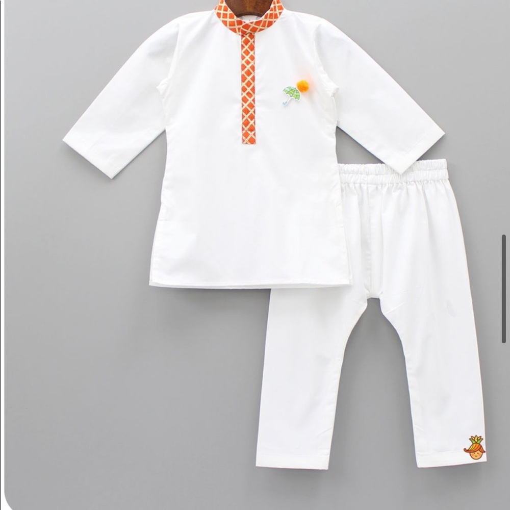 Boys white Kurta and pants